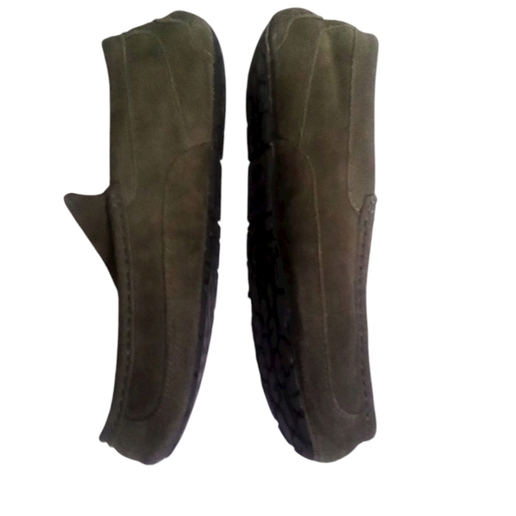 Ugg Men’s Suede Ascot Green Shearling Interior Slipon Loafers Slippers Size 11 - Picture 4 of 8